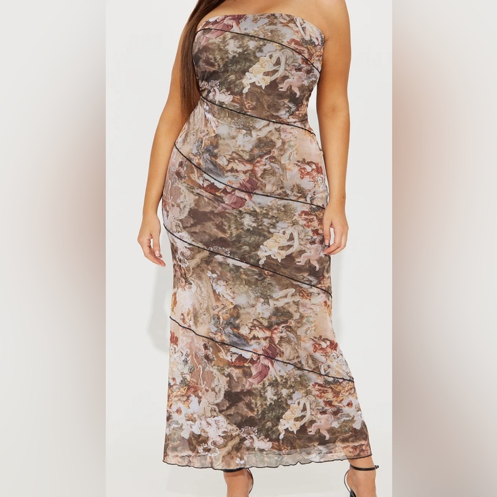 Mesh Multicolor Printed Dress